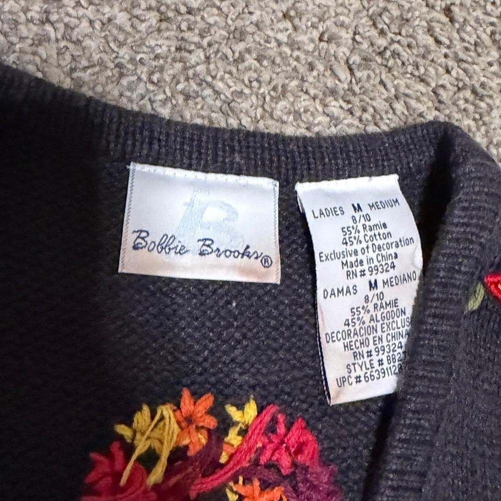 VTG Bobbie Brooks Fall Festival Sweater Vest Apple Pie Popcorn Women's Medium - Picture 5 of 7